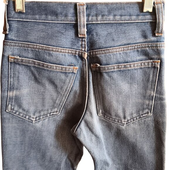 Boys 9 Slim 22x24 Vintage 70's Flare Plain Pockets Flared Denim Jeans Distressed - Picture 8 of 10